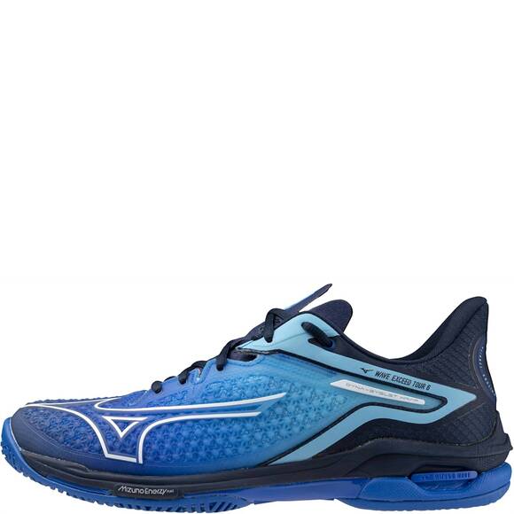 NEW MIZUNO men's wave exceed tour 6 ac tennis shoes in mugen blue/white